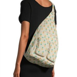 Pineapple Print Cream Sling Bag